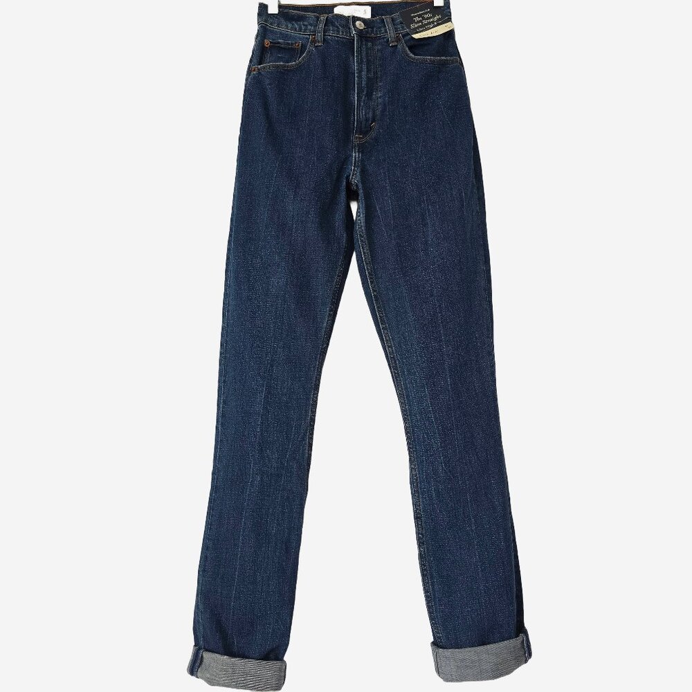Abercrombie & Fitch Curve Love 90s Slim Straight Cuffed Jeans 26 Mid Wash NWT